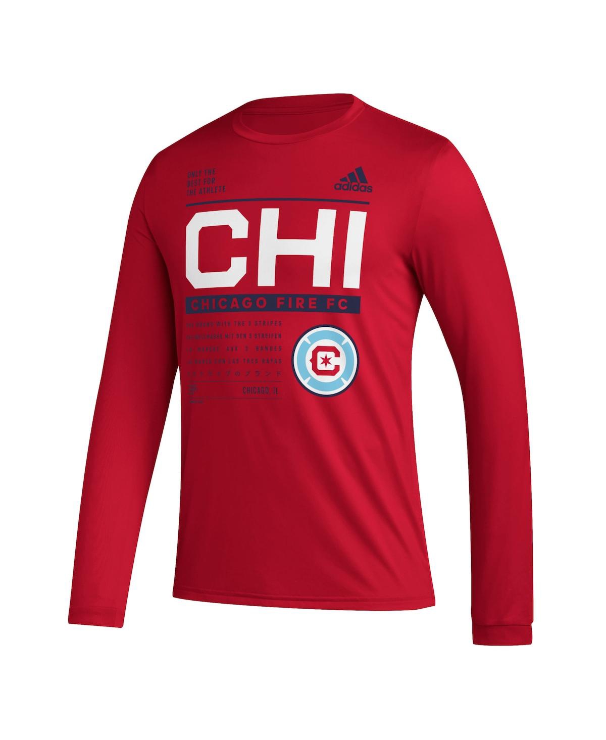 Adidas Men'sChicago Fire 2023 Club Dna Long Sleeve Aeroready T-Shirt - Red