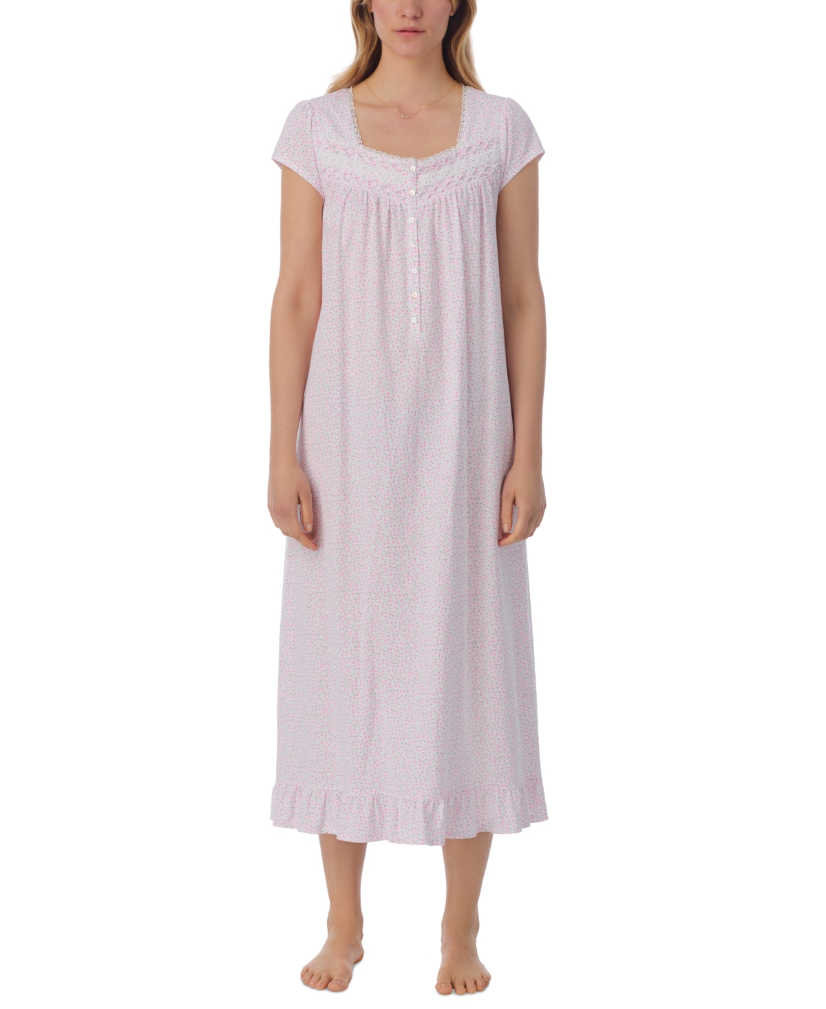 Women's Cotton Ditsy Floral Nightgown - White Ditsy