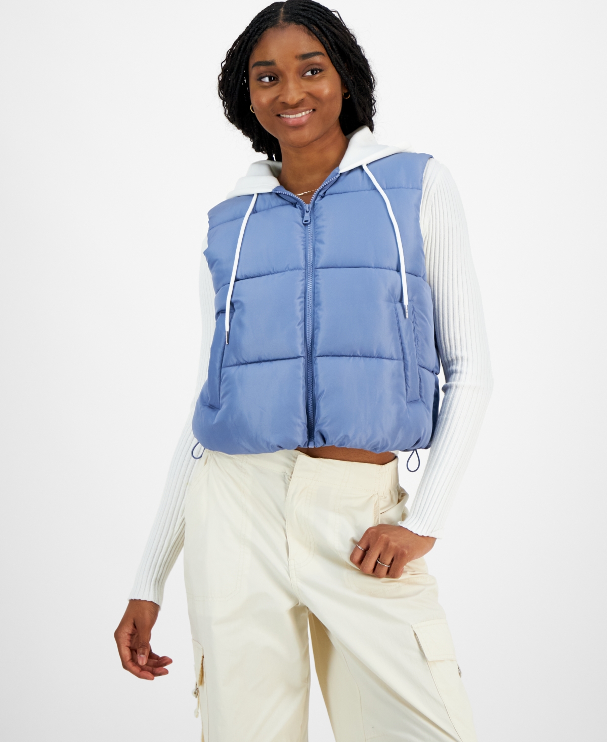 Madden Girl Juniors' Hoodie Puffer Vest