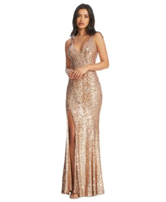 Dress the Population Women s Iris Sequined Side Slit Gown Macy s