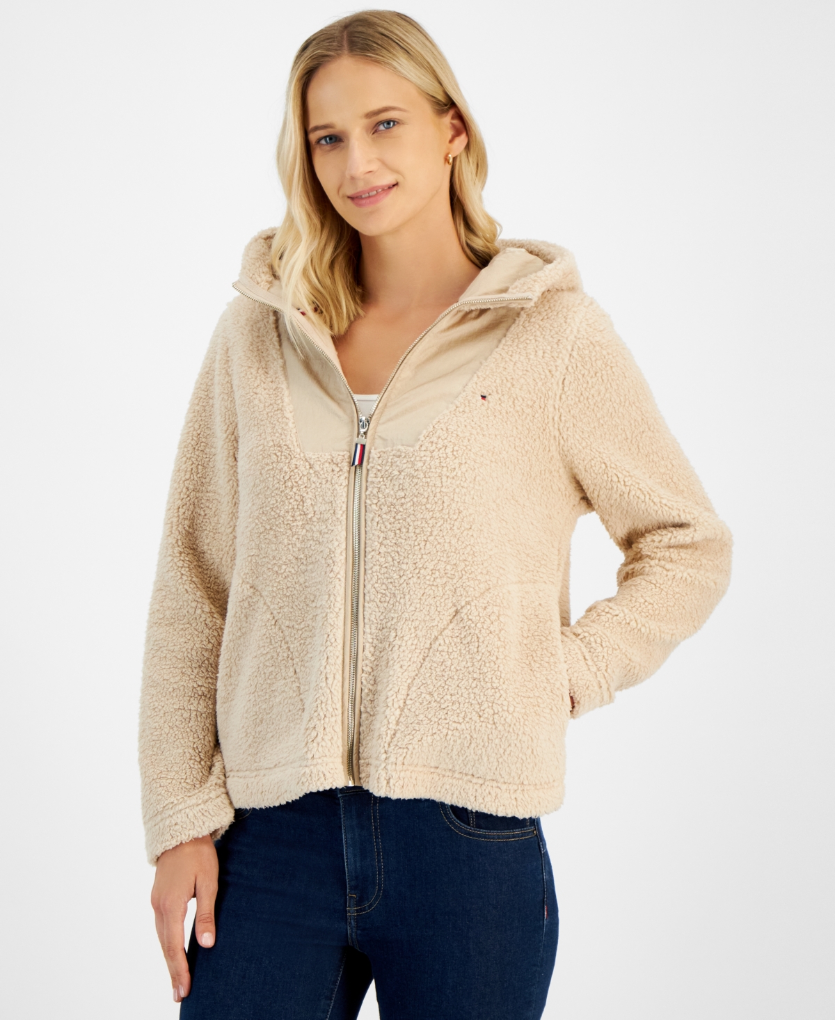 Tommy Hilfiger Women's Sherpa Zip-Front Hooded Jacket