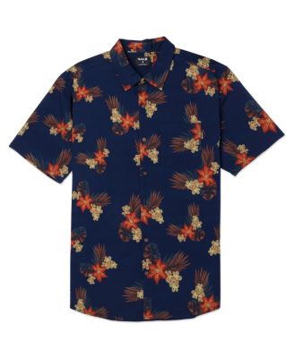 Hurley Herren One And Only Lido Stretch Kurzarmhemd – Hawaii-Stil, Mit Sonnenbrillentasche, 97% Baumwolle
