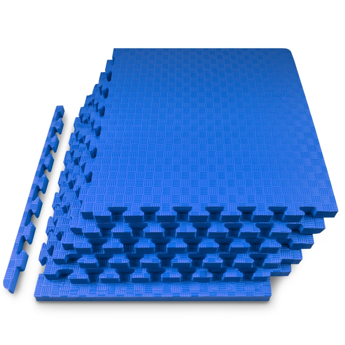 Checkered Puzzle Exercise Mat 1-in, 24 Sq Ft - 6 Tiles - Grey