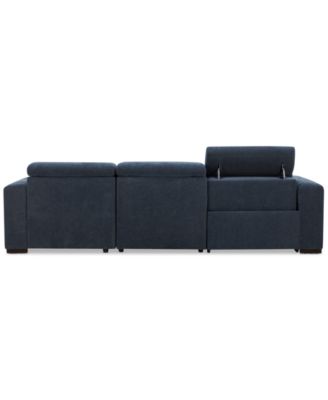 Nevio 3-Pc. Fabric Power Headrest Sectional and Chaise with 1 Power Motion Chair