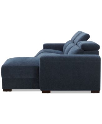 Nevio 3-Pc. Fabric Power Headrest Sectional and Chaise with 2 Power Motion Chairs