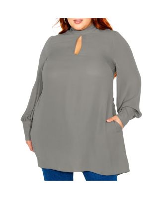 Plus Size Neck Tie Tunic Top