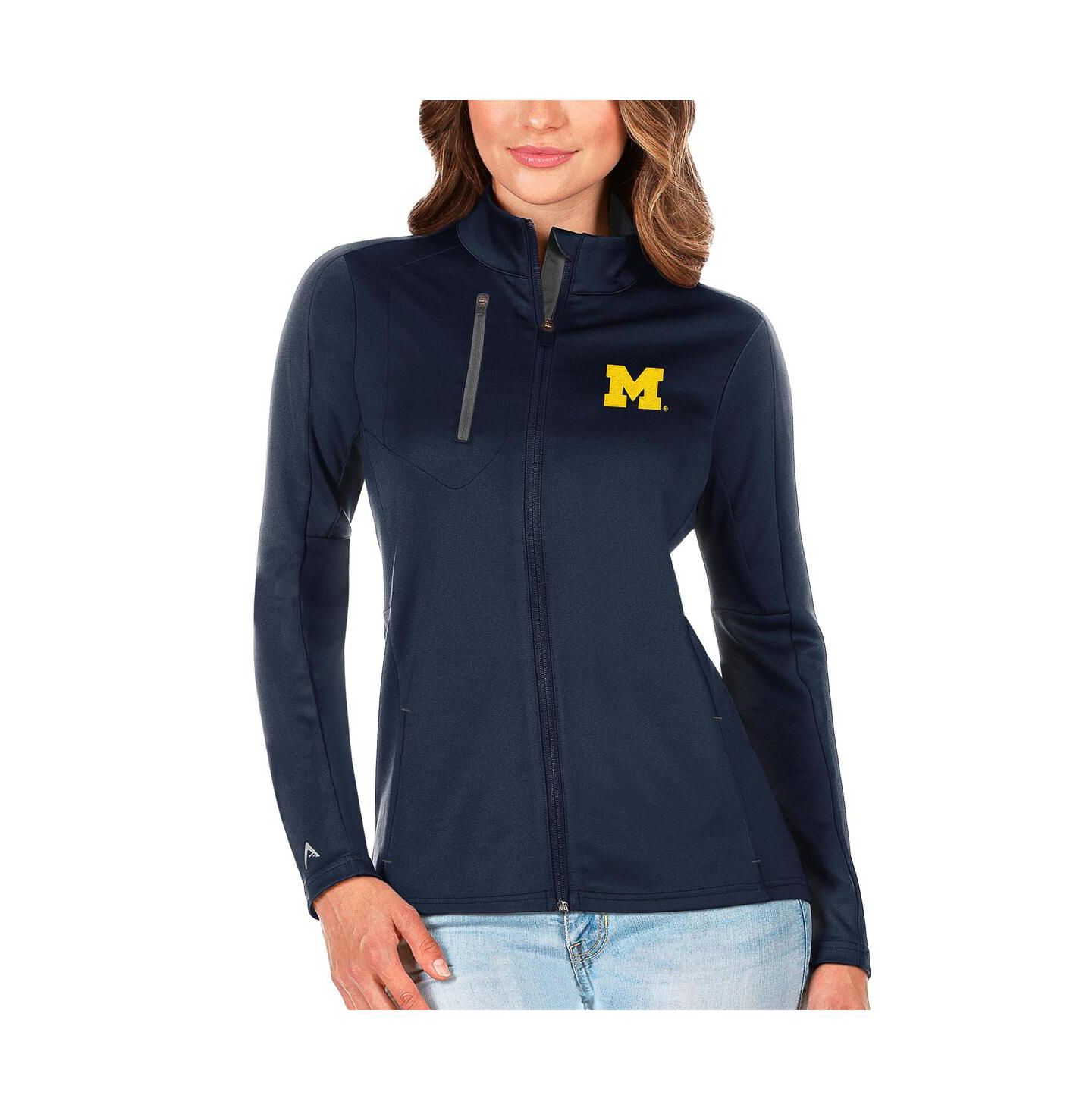 Женская куртка Antigua Navy/Graphite Michigan Wolverines Generation Full-Zip — фото 1