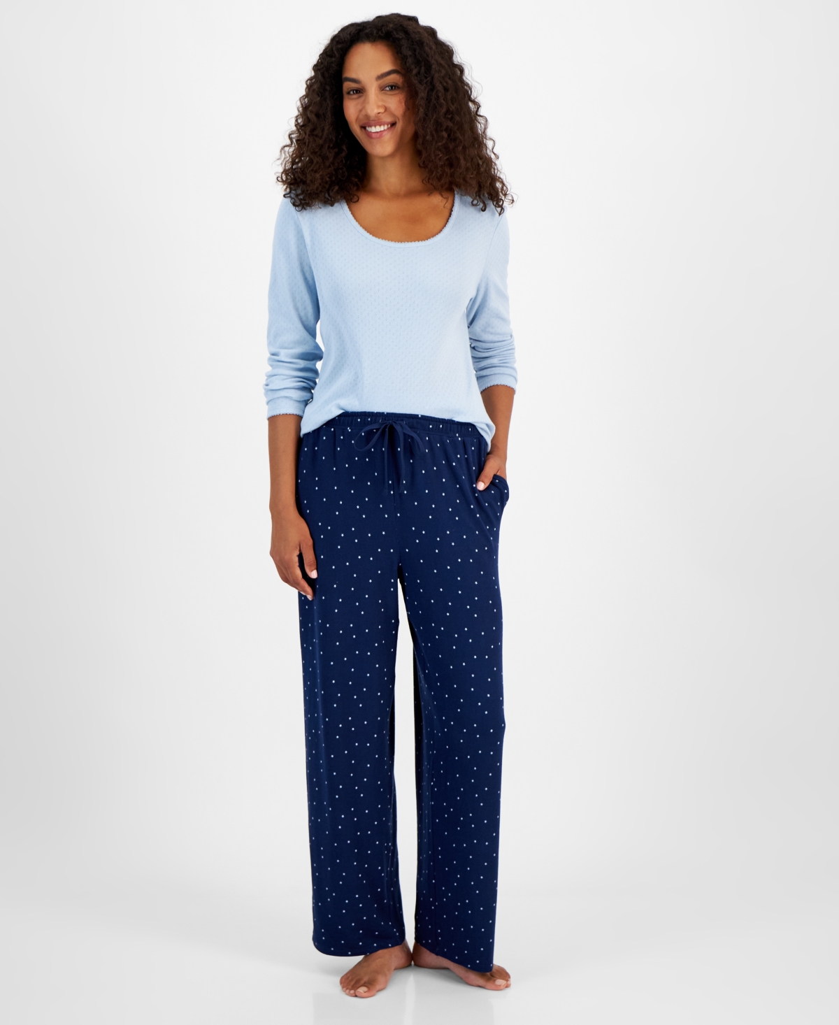 Women's Soft Knit Printed Pajama Pants, Created for Macy's - Ditsy Star
