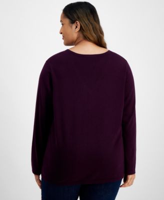 Plus Size Rhinestone Argyle Sweater