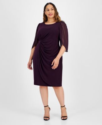 Plus Size Chiffon Sleeve Sheath Dress