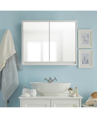 2-Door Wall-Mounted Bathroom Mirrored Medicine Cabinet