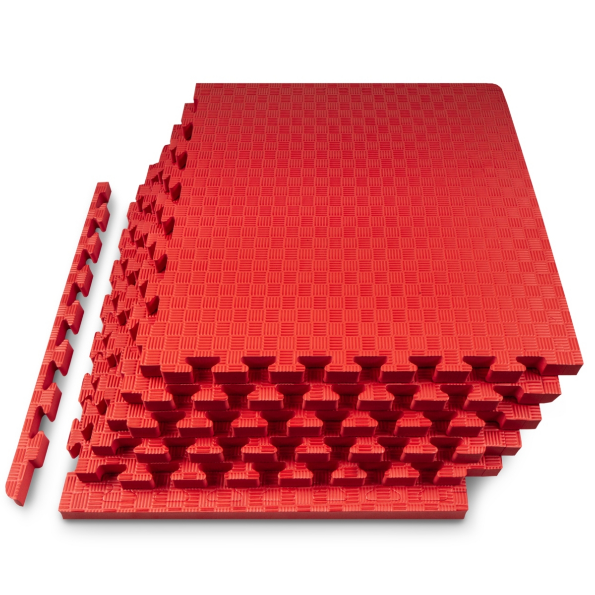 Checkered Puzzle Exercise Mat 1-in, 24 Sq Ft - 6 Tiles - Grey