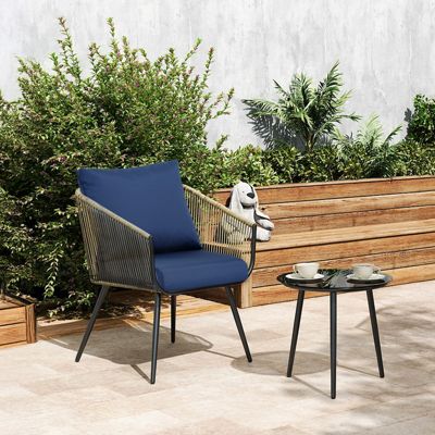 Outdoor Chair Cushions Set of 2, 24"x24", Water Resistant Outdoor Deep Seat Cushions with Handle & Adjustable Straps.