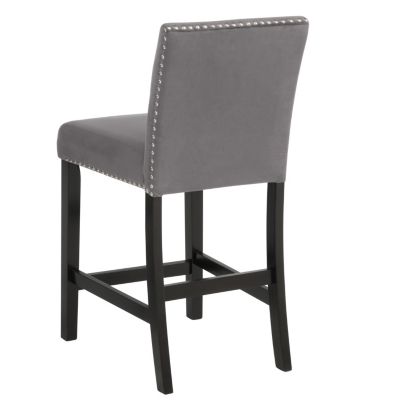 Streamdale Contemporary Velvet Counter Stool with Nailhead Trim, Set of 2