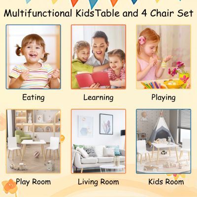 Streamdale Sturdy Kids Table and Chairs Set in White