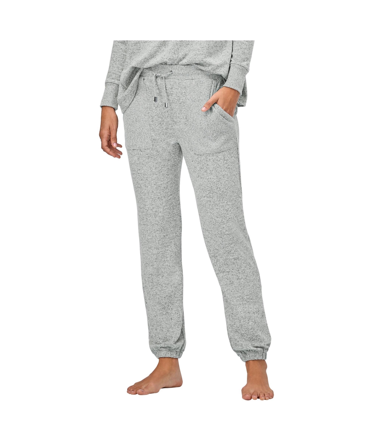 ellos Women's Plus Size Marled Knit Jogger Pants - Marled grey