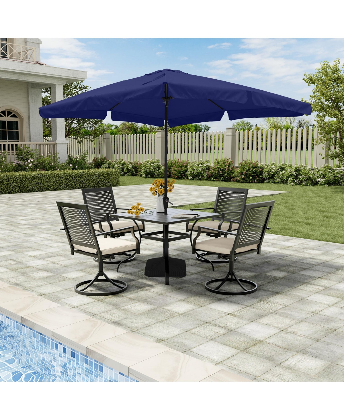 Mondawe lbs. Heavy-Duty Square Outdoor Patio Umbrella Base Can Be Filled with Water and Sand - Black