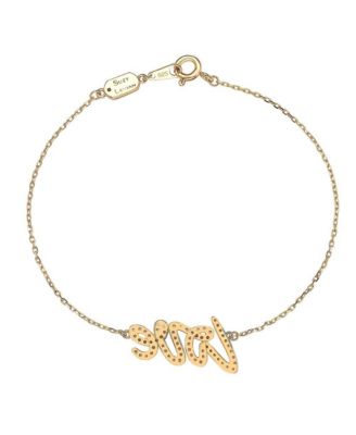 Suzy Levian Sterling Silver Sapphire & Created White Sapphire Love Script Bracelet