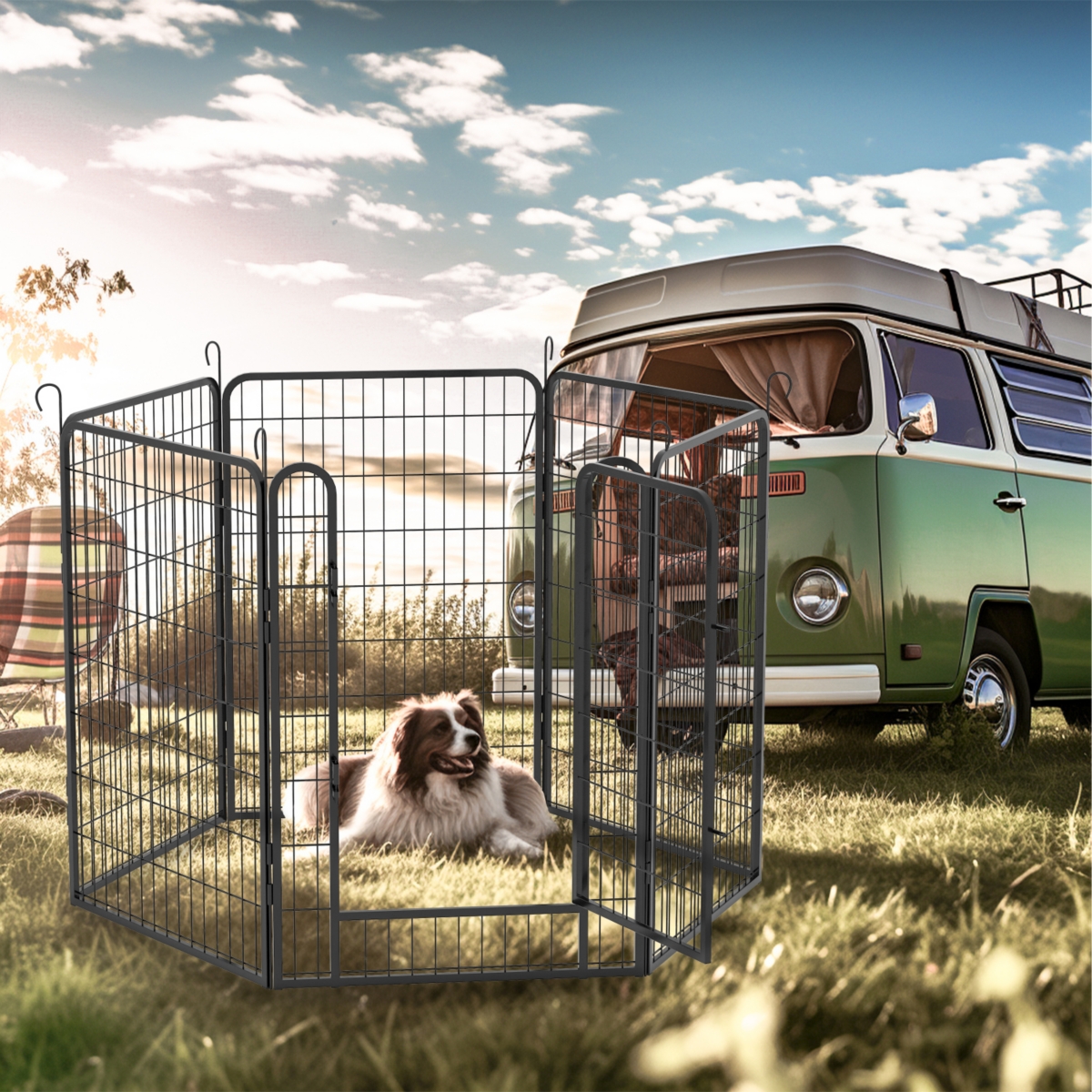 Sturdy, Rust-Resistant Pet Fence with Automatic Gravity Locking