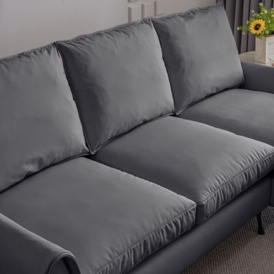 Contemporary Technical Leather Sofa with Reversible Chaise Lounge