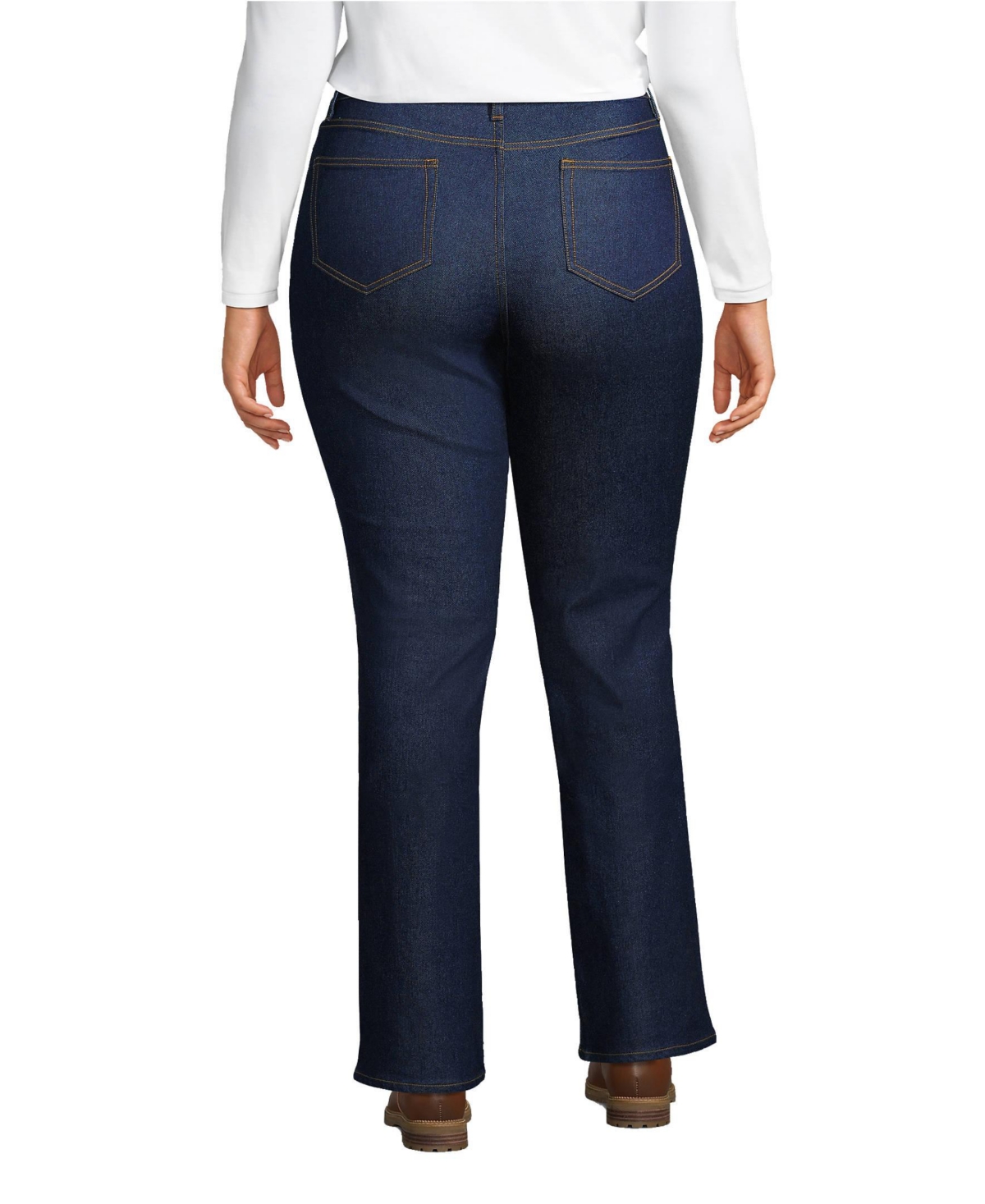 Lands' End Plus Size Recover High Rise Bootcut Blue Jeans