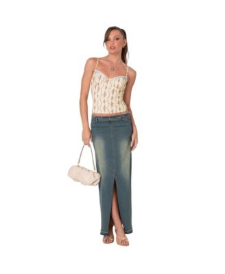 Women's Indira printed cupped lace up corset Top
