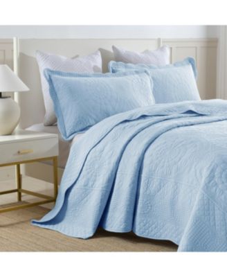 3 PCS 100% Cotton Oversized Bedspread Quilt Set Embroidery TF-Queen