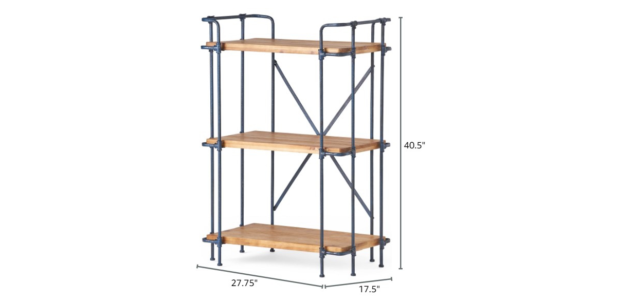Streamdale Furniture Industrial Etagere Bookcase Metal and Fir Wood