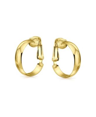Classic Basic Simple Lightweight Clip On Hoop Earrings Non Pierced Ears Gold Plated Sterling Silver .75 Diameter