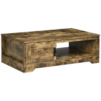 Vintage Rustic Table with Storage for Living Room,