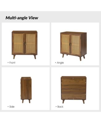 Accent Storage Rattan Cabinet  Cupboard Console Table for Dining Room