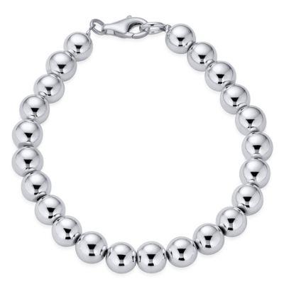 Simple Plain Hand Strung Polish Round Light Weight Sterling Silver Bead 4MM Ball Strand Bracelet  8 Inch