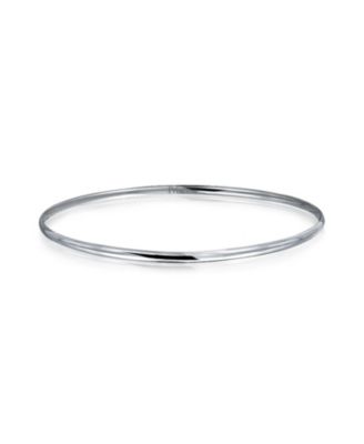 Plain Simple Dome Edge Layering Stacking Thin 2MM Shinny Sterling Silver Bangle Bracelet