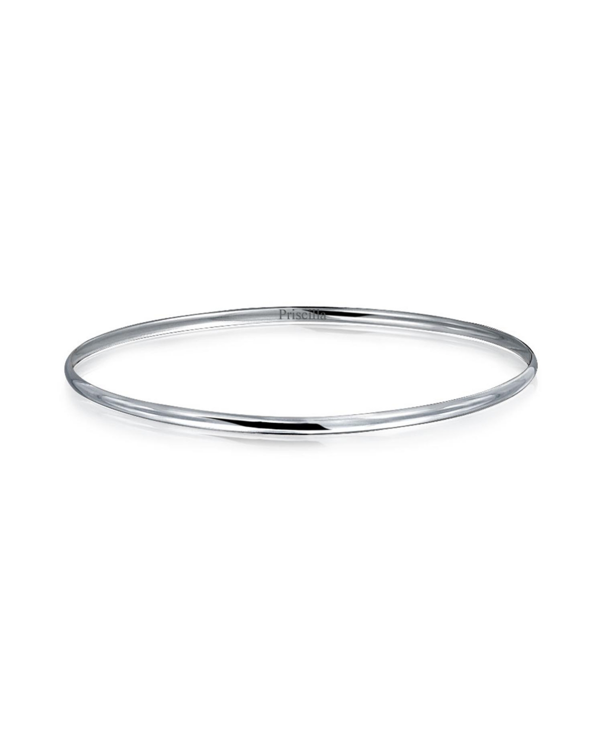 Bling Jewelry Plain Simple Dome Edge Layering Stacking Thin 2MM Shinny SterlingBangle Bracelet For Women - Silver