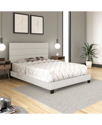 Ravenna Upholstered Linen Adjustable Height Headboard Platform Bed Frame