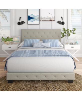 Chloe Linen Upholstered Platform Bed Frame with Adjustable Headboard - Boyd Sleep