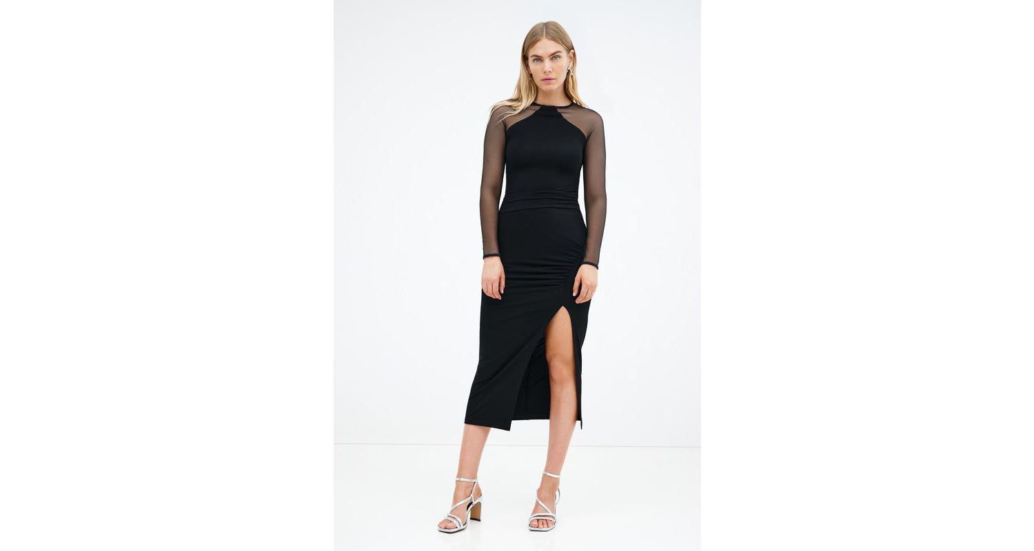 Women's Skylar Mesh-Sleeve Fitted Jersey Cocktail Top
