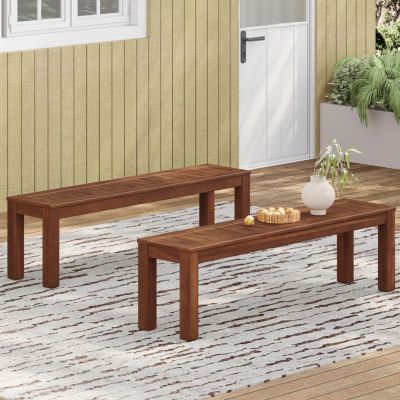 Rustic Acacia Wood Picnic Benches for Outdoor Dining and Entertaining