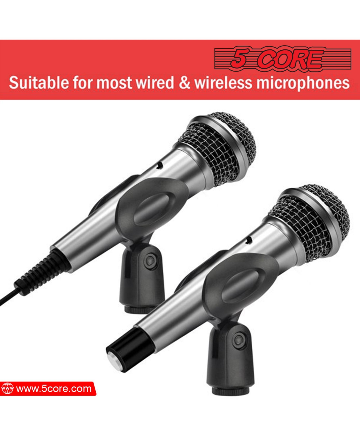 5 Core Microphone Clip Holder 4 Pieces with Screw Adapters 5/8 to 3/8 - Mc-03 4PCS