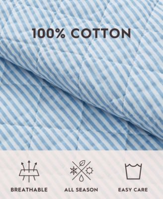 Oxford Stripe Reversible 3 Piece Quilt Set, King