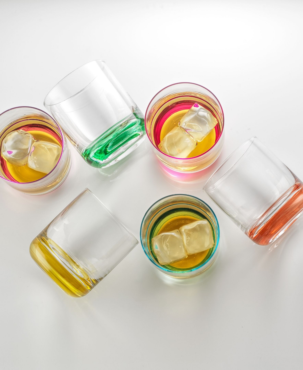 Joyjolt Hue Colored Double Old Fashion Whiskey Glass Tumbler In Multi