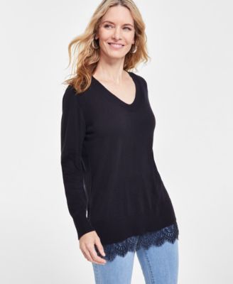 I.N.C. International Concepts - Women's Lace-Trim Tunic Sweater