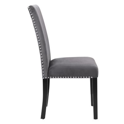 Contemporary Velvet Dining Chair with Nailhead Trim, Set of 2