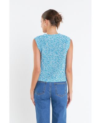 Women's Sleeveless Ribbed Knit Sweater