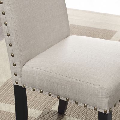Fabric Dining Chairs with Nailhead Trim, Set of 2