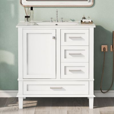 30" Modern Bathroom Vanity with Sink and Storage