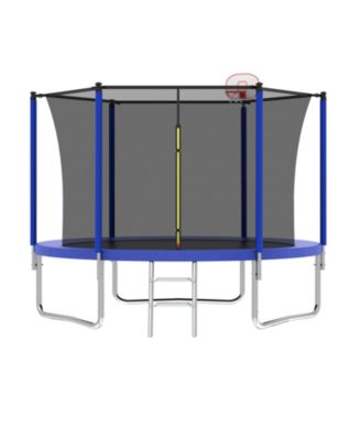 8FT Blue Trampoline with Safety Net and Ladder for Kids Outdoor