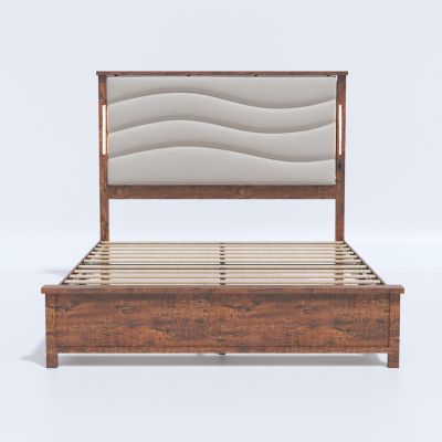 Streamdale King Bed Frame with Upholstered Headboard and Charging