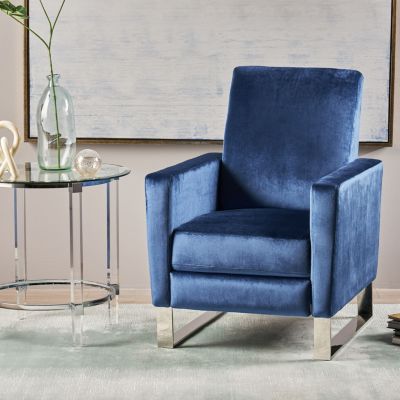 Modern Glam Velvet Recliner Chair with Push-Back Function