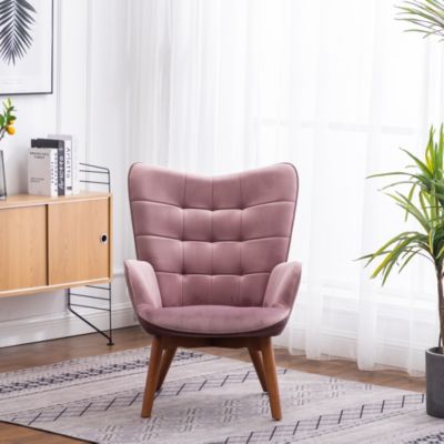 Contemporary Silky Velvet Tufted Accent Chair with Ottoman